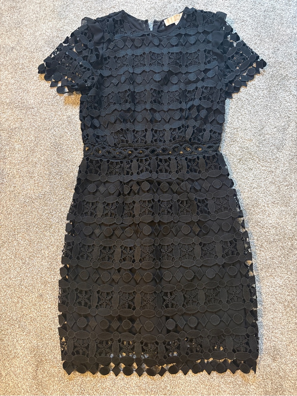 Michael Kors Black Crochet Lace Short Sleeve Mini Dress